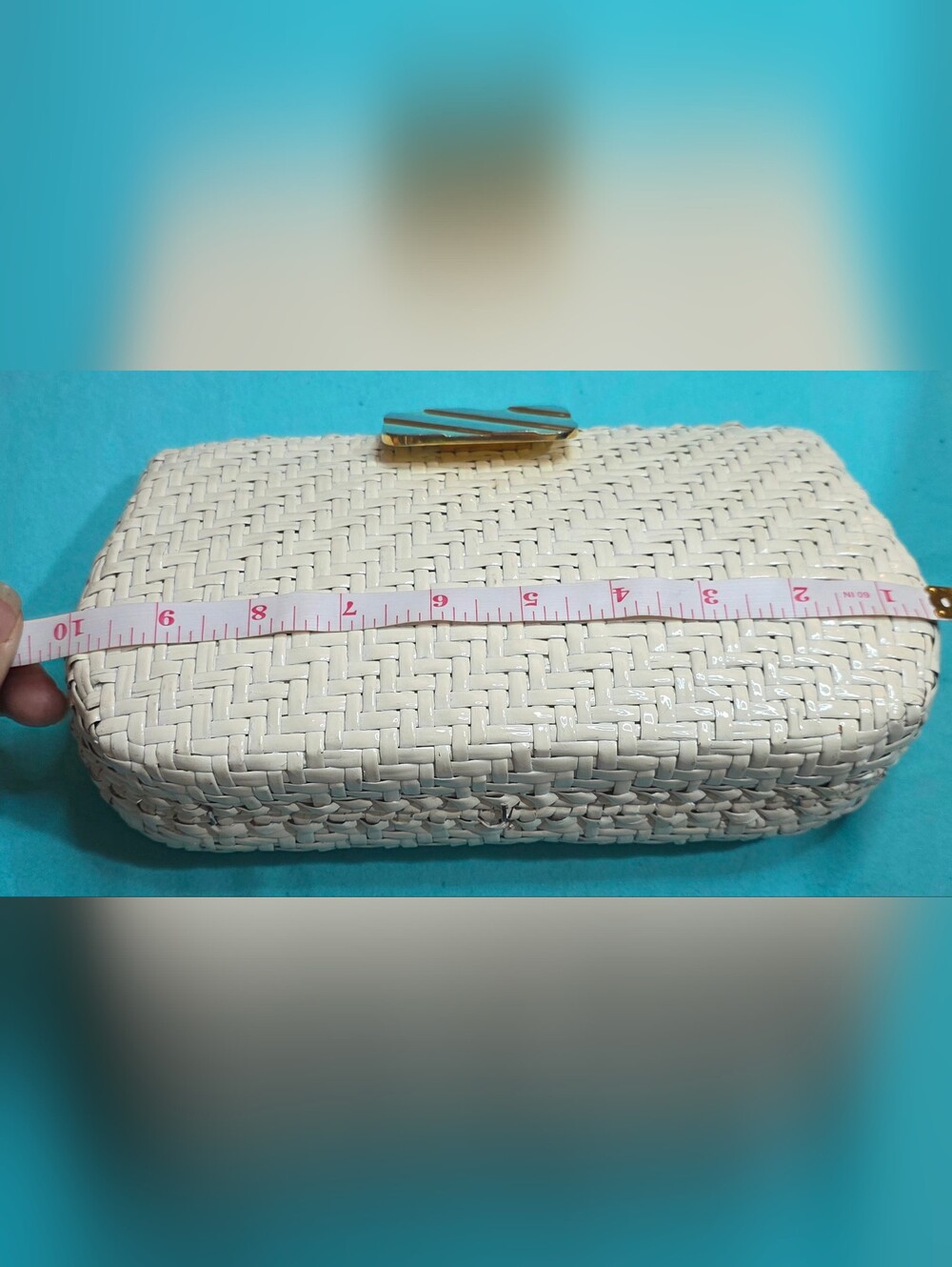VINTAGE RODO WHITE WICKER CLUTCH HANDBAG PURSE - Picture 9 of 9